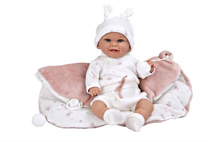 Muñecas Arias - Pouponnée Elegance 35 cm, couleur rose avec manteau, jouet de poids Babyto (langue: espagnol)
