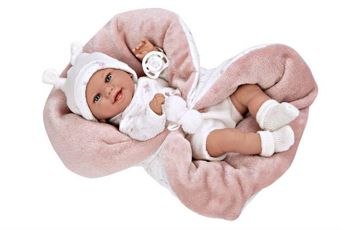 Muñecas Arias - Pouponnée Elegance 35 cm, couleur rose avec manteau, jouet de poids Babyto (langue: espagnol)