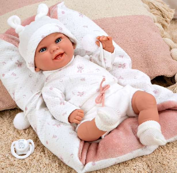 Muñecas Arias - Pouponnée Elegance 35 cm, couleur rose avec manteau, jouet de poids Babyto (langue: espagnol)