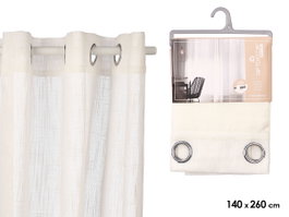 Giftdecor Cortina Blanche Rayures 24x5x36 cm - Tissu Polyester - 140x260 cm (Set de 6)