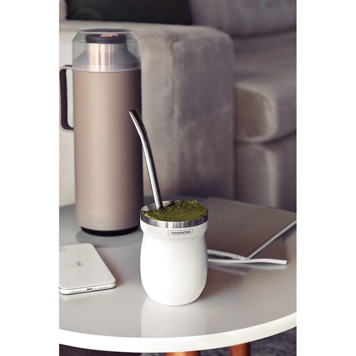 Tramontina Récipient à maté en acier inoxydable blanc 240 ml Ø8,3 x 11,2 cm