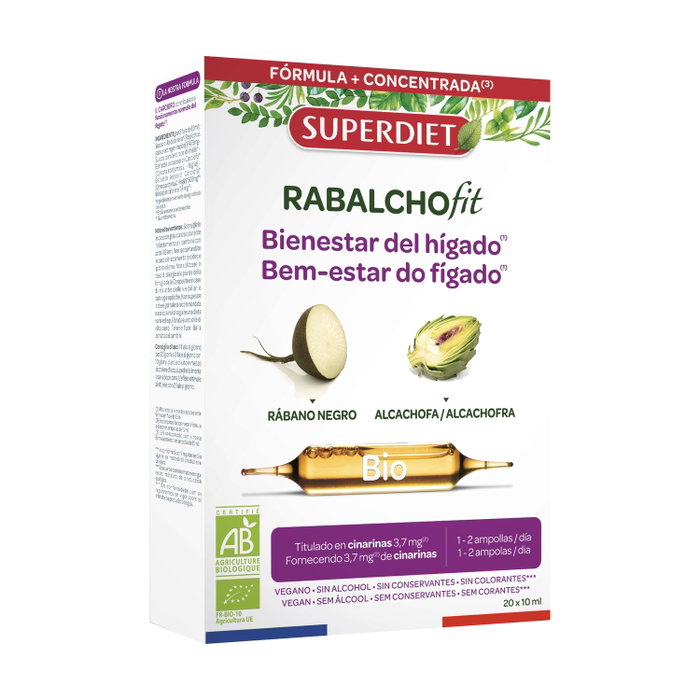 Superdiet Rabalchofit Bio 20 ampoules de 10ml Superdiet Rabalchofit Bio 20 ampoules de 10ml