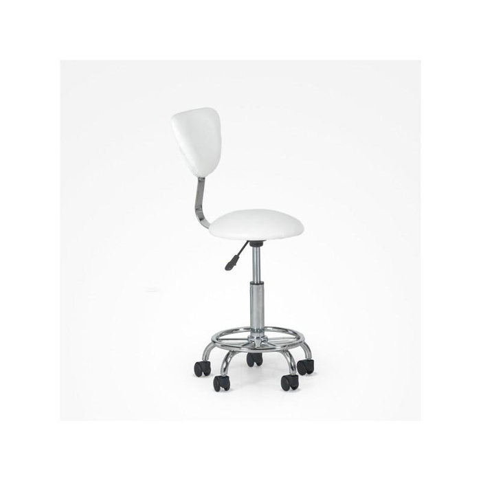 Bifull Tabouret de beauté Hedda blanc avec dossier réglable en hauteur et base étoile Bifull Tabouret de beauté Hedda blanc avec dossier réglable en hauteur et base étoile