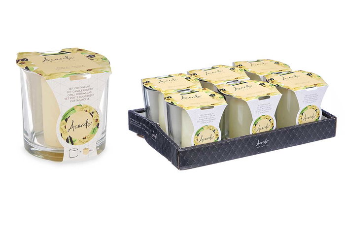 Acorde Porte-Bougie Taco Bougie Vainaille Carré 10x10x10 cm Jaune (Set de 6)