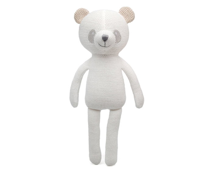 KioKids Cotton Friends Peluche Panda Patilargo en coton et polyester, écologique et lavable 30°, sécurisé 0-3 ans, blanc