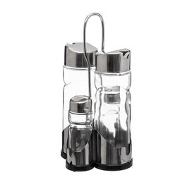 5Five Set huilier vinaigrier salière poivrière 11x10,5x21 cm verre acier inoxydable