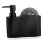 Andrea House Cc71087 Distributeur de savon avec éponge noir résine 300 ml 16,5 x 5,5 x 15 cm