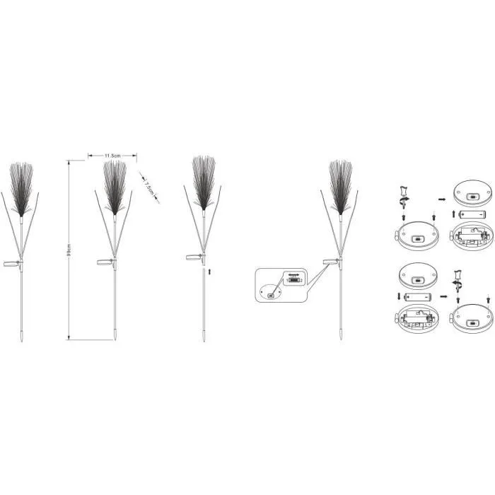 Galix Décoration lumineuse solaire Plumeau G4515 avec 10 LED blanc chaud - 990 mm - Autonomie 8h