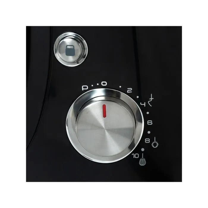 Continental Edison Robot pâtissier CERP800B - Noir, 4,3 L, 800W, 10 vitesses, 3 accessoires et couvercle anti-projection