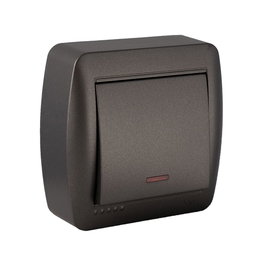 Solera Interrupteur lumineux de surface 10A 250V~ série Mural graphite 74x72x28 mm