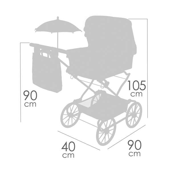 Decuevas - Coche reborn - Poussette repliable pour poupées reborn avec parasol et sac Sophie, pour poupées jusqu'à 55 cm