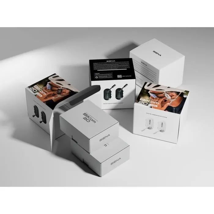 Sena Bikom 20 duo - Oreillette intercom Bluetooth duo, portée 800 m, autonomie 7h, microphone intégré, recharge USB-C, noir