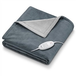 Beurer HD-75 Couverture chauffante électrique gris marengo, 6 niveaux de température, système de sécurité BSS, arrêt automatique, matériau doux et confortable