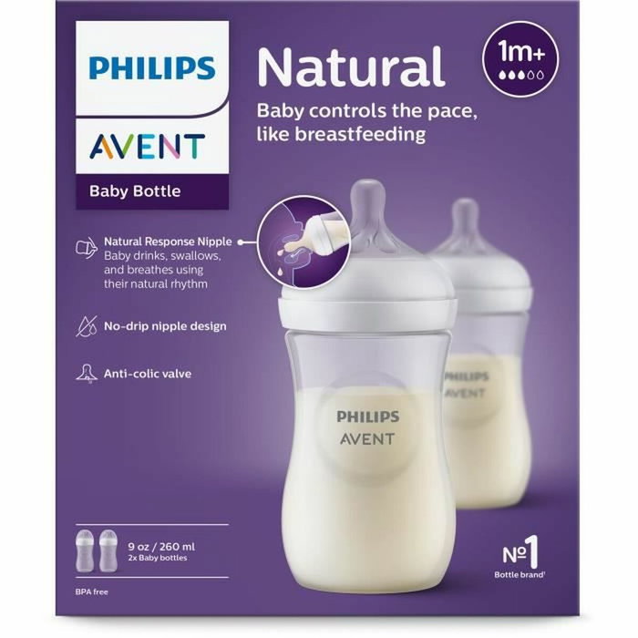 Philips Avent Lot de 2 biberons Natural 3.0 de 260 ml, Blanc