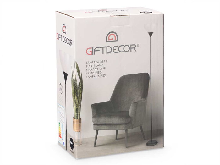 Giftdecor Lampe à Pied Noire 22 x 185 x 22 cm Métal et Plastique (Set de 2)