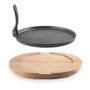 Ibili Plat en fonte Ø 26 cm avec pince et base en bois de hêtre