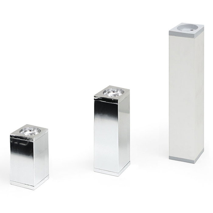 HERRAJES ALK Pied de meuble Iberia 40x40 H120 Aluminium chromé (Set de 4) HERRAJES ALK Pied de meuble Iberia 40x40 H120 Aluminium chromé (Set de 4)