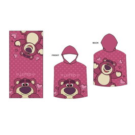 DISNEY - Poncho de bain Lotso Toy Story Pixar en microfibre - 100% polyester - 55x110 cm (240 gsm)