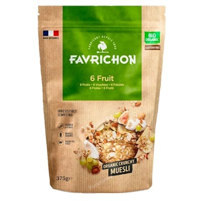 FAVRICHON Crunchy Muesli 6 Fruits 375g Bio Sans Gluten FAVRICHON Crunchy Muesli 6 Fruits 375g Bio Sans Gluten