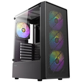 Antec AX26 ARGB Boîtier PC Gaming ATX Noir, 4 Ventilateurs FRGB, Panneau Trempé