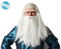 Fausse barbe et perruque grise longue 160 g pour déguisement de personnage légendaire (mage, druide, sage, Père Noël)