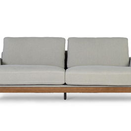 GINER Y COLOMER Canapé 3 Places en Tissu Linen Gris Clair avec Pattes en Métal - Structure en Bois de Frêne - Dimensions 225 x 89 x 80 cm