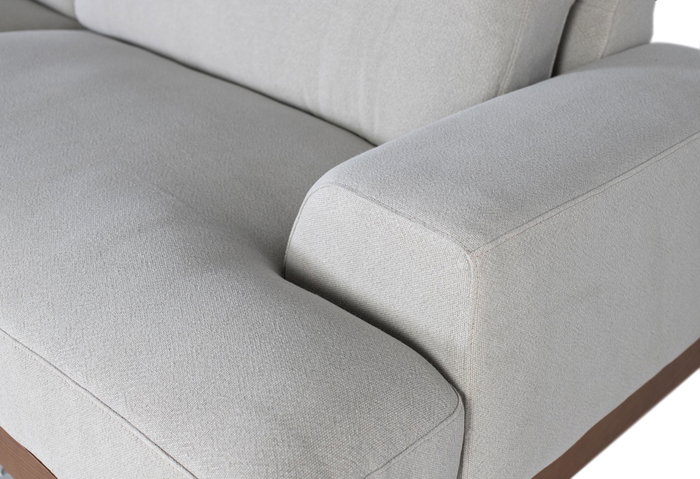 GINER Y COLOMER Canapé 3 Places en Tissu Linen Gris Clair avec Pattes en Métal - Structure en Bois de Frêne - Dimensions 225 x 89 x 80 cm