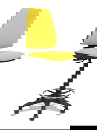 Tabouret Taburete Elche Contact permament de base Tissu Jaune Structure polyamide noire Sans accoudoirs Sans appui-tête Roulettes en nylon 50 mm