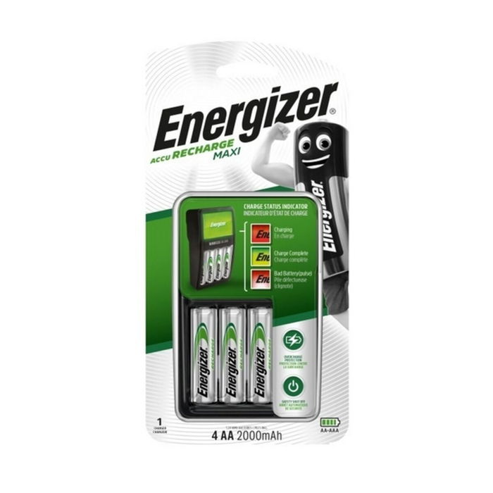 Chargeur + Piles Rechargeables Energizer Maxi Charger AA AAA HR6 (4 Unités)