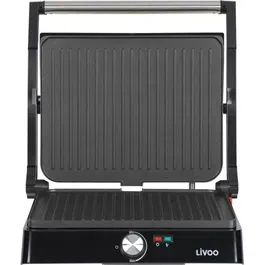 Livoo DOC223 - Grill viande et panini - 2200W - 2 plaques rainurées antiadhésives - Ouverture 180° - Surface 29x23 cm - Fonction plancha - Récupérateur de graisse amovible