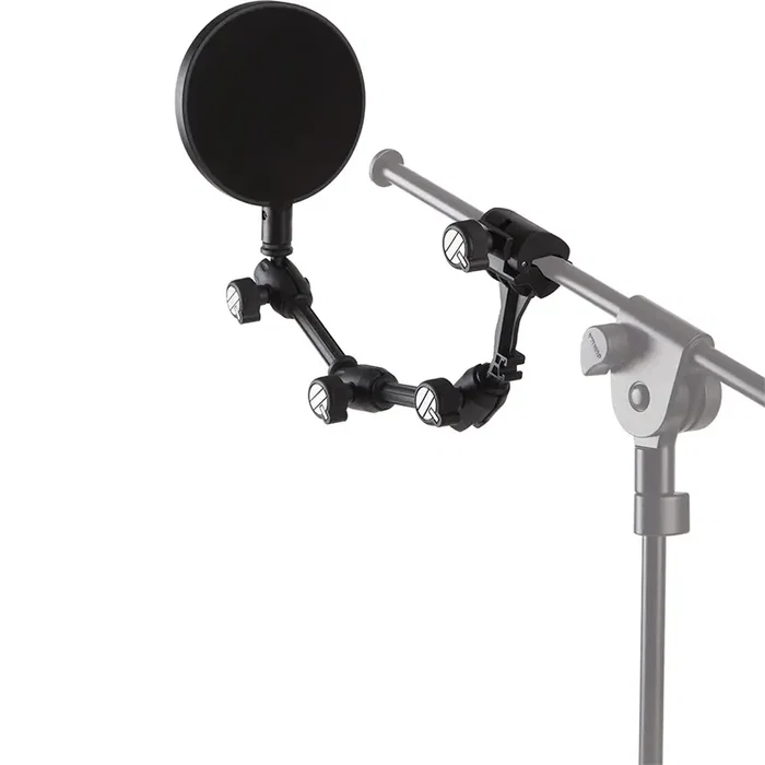 QUIKLOK Filtre Anti-Pop avec Bras Articulé pour Microphone - Longueur 400 mm, Diamètre 157 mm, Noir