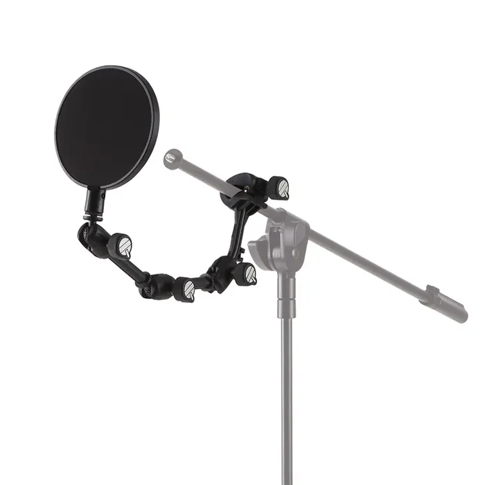 QUIKLOK Filtre Anti-Pop avec Bras Articulé pour Microphone - Longueur 400 mm, Diamètre 157 mm, Noir