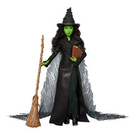 Wicked JFM12 - Poupée Deluxe Elphaba Thrillifying de 29 cm avec cape, balai et Grimmerie - Figurine collection de film Wicked - Jouet enfant 6 ans et plus