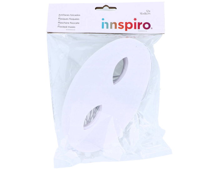 Innspiro Set de 12 antifaces en PVC flocado blanc 17x9,5cm