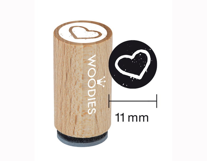Woodies Sceau mini en bois et caoutchouc cœur 15x25mm modèle 4 Woodies Sceau mini en bois et caoutchouc cœur 15x25mm modèle 4