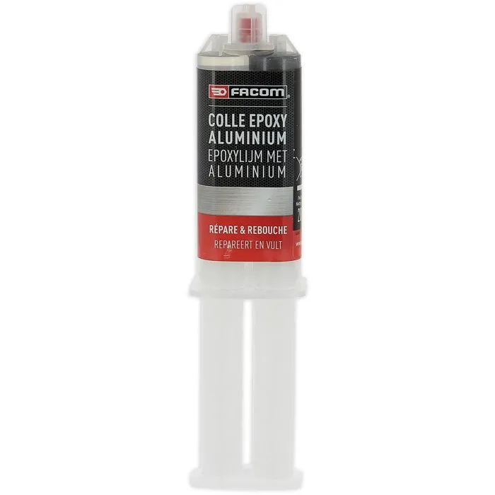 Facom - Colle epoxy bi-composant chargée aluminium 28g pour pièces métalliques, plastiques, bois et béton - Kit de réparation et assemblage Facom - Colle epoxy bi-composant chargée aluminium 28g pour pièces métalliques, plastiques, bois et béton - Kit de réparation et assemblage