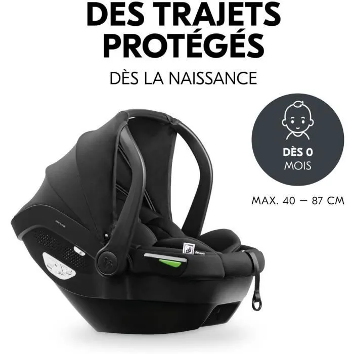 Hauck DRIVE N CARE - Siège auto groupe 0+/I-Size avec réducteur - Noir - Pour nouveau-né à 87 cm, installation ceinture ou base Isofix