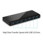 TP-Link Hub USB UH700 - 7 ports USB 3.0 Type-A + 1 port USB 3.0 Micro-B, transfert à 5 Gbps, charge rapide, protection intégrée