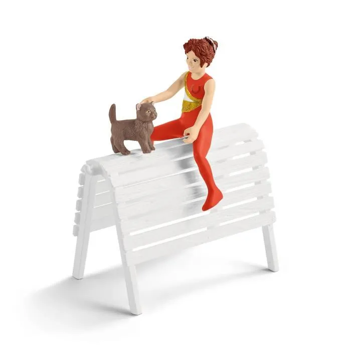 Schleich 42443 - Coffret d'entraînement à la voltige de Mia avec 18 éléments : cheval et personnages du Horse Club, figurine dès 5 ans