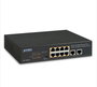 Planet FSD-1008HP - Commutateur Bureau 8 Ports PoE+ 802.3at 10/100TX et 2 Uplinks (120W), Extension 250m, VLAN, Conception Fanless