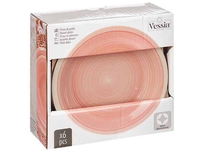 Vessia Assiette à dessert en grès rose bord 19 cm (Set de 36)