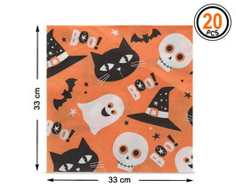 Serviettes de table Halloween 33x33 cm, lot de 20 pièces orange - Idéal pour fêtes et décoration