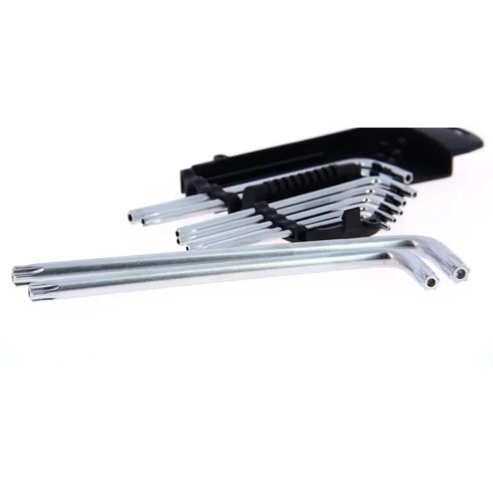 Powertrac - Jeu de 9 clés Torx coudées T10 à T50 en Chrome Vanadium - T10, T15, T20, T25, T27, T30, T40, T45, T50 Powertrac - Jeu de 9 clés Torx coudées T10 à T50 en Chrome Vanadium - T10, T15, T20, T25, T27, T30, T40, T45, T50