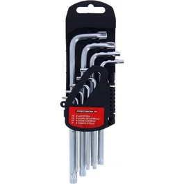Powertrac - Jeu de 9 clés Torx coudées T10 à T50 en Chrome Vanadium - T10, T15, T20, T25, T27, T30, T40, T45, T50