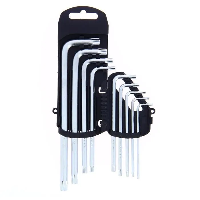 Powertrac - Jeu de 9 clés Torx coudées T10 à T50 en Chrome Vanadium - T10, T15, T20, T25, T27, T30, T40, T45, T50 Powertrac - Jeu de 9 clés Torx coudées T10 à T50 en Chrome Vanadium - T10, T15, T20, T25, T27, T30, T40, T45, T50