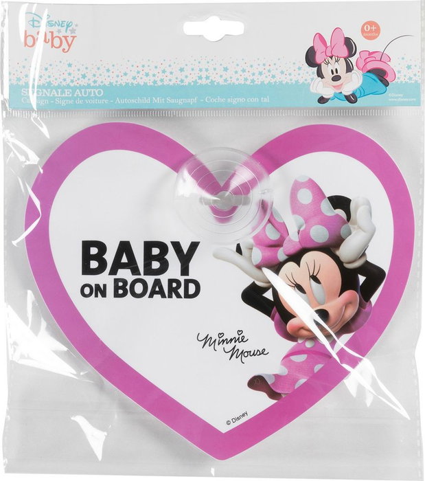 Licensing CZ10422 BéBé À Bord Minnie Signal Ventouse Voiture Rose/Blanc 20 cm