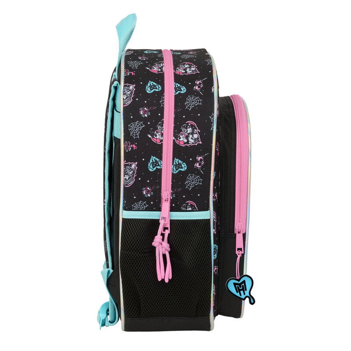 SAFTA Sac à Dos Monster High 38 cm Adaptable Sacoche avec Poches Latérales pour Bouteille, Ergonomique et Rembourré, Fermeture à Double Glissière, Poche Frontale Large