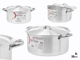Kinvara Casserole en Aluminium 28 cm 8 L Argent Compatible Gaz Four et Lave-vaisselle (Set de 6)