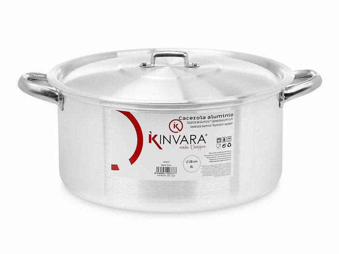 Kinvara Casserole en Aluminium 28 cm 8 L Argent Compatible Gaz Four et Lave-vaisselle (Set de 6)