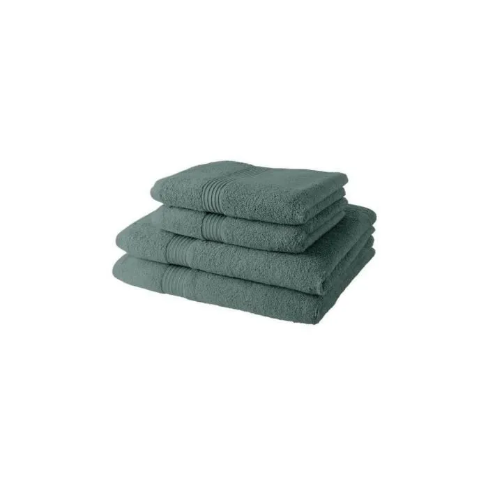 Today - Lot de 2 serviettes de bain 50x90 cm et 2 draps de bain 70x130 cm - 100% coton 450 g/m² - Céladon